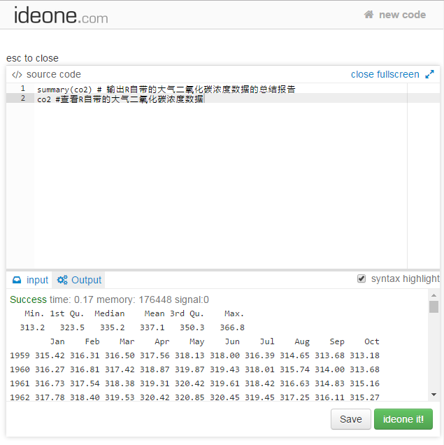 R在线调试网站Ideone.